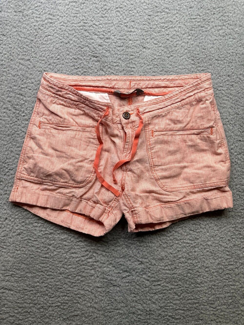 The North face orange/white striped Linen blend shorts sz 4